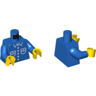 Lego Torso Shirt, Patch Pocket Print (New Version), Blue Arms, Yellow Hands / Blue
