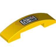 Lego Brick Curved 4 x 1 Double with No Studs and License / Number Plate 'C01-06A' Print / Yellow