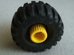 Duplo, Toolo Wheel with Yellow Connector Pin with Black Duplo, Toolo Tire Standard (6290c00 / 6292)