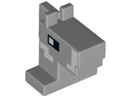 Creature Head Pixelated Horse with Eyes and White Cheek and Side of Nose Pattern (Minecraft Horse) / Light Bluish Gray