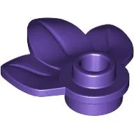 Plant, Plate 1 x 1 Round with 3 Leaves / Dark Purple