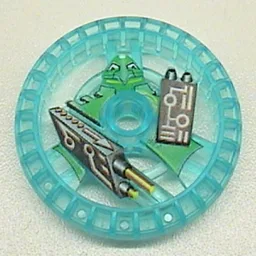 Technic Disc 5 x 5 Notched, Laser with Robot Print / Trans-Light Blue