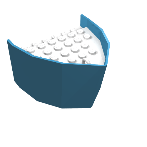 Lego Boat Hull Section, Bow 6 x 8 x 3 1/3 with White Deck / Maersk Blue