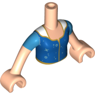 Lego Minidoll Torso Girl with Dark Blue Dress, Gold Trim, Light Nougat Arms and Hands / Light Nougat