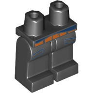 Lego Hips and Black Legs with Dark Blue Pockets and Shirt Tail, Orange Belt Print / Black