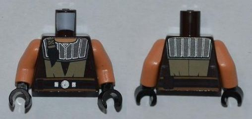 Lego Torso SW Quinlan Vos Pattern / Nougat Arms / Black Hands