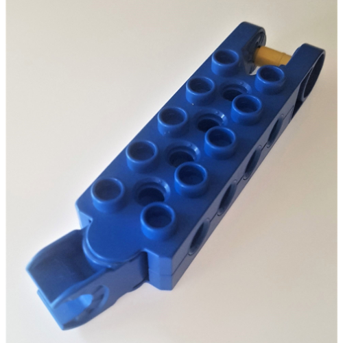 Lego Duplo Toolo Brick 2 x 5 with 8 Side Screw Sockets, Swivel Bracket End and Clip End / Blue