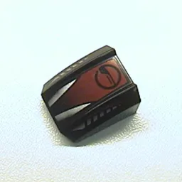 Brick Curved 2 x 2 with Lip, No Studs with Silver and Red with Circle Print / Black