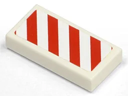 Tile 1 x 2 with Diagonal Stripes Red Right Pattern (Sticker) - Set 7635