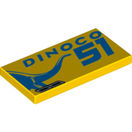 Lego Tile 2 x 4 with 'DINOCO 51' Print / Yellow