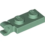 Plate Special 1 x 2 with Clip Horizontal on End / Sand Green