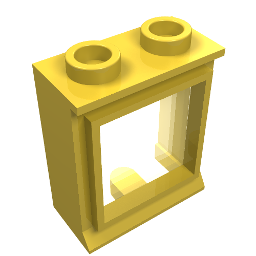 Lego Window 1 x 2 x 2 Classic, Short Lip [with Glass] / Yellow