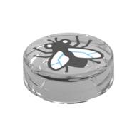 Lego Tile Round 1 x 1 with Fly print / Trans-Clear