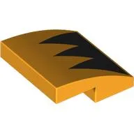 Brick Curved 2 x 2 x 2/3 with Black Triangle Print / Bright Light Orange