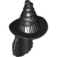 Lego Hair and Hat, Witch, Staggered with Long Curly Hair / Black