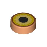 Lego Tile Round 1 x 1 with Yellow/Bright Light Yellow, Black Pupil print