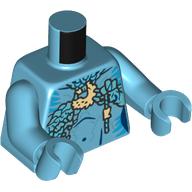 Lego Torso, Na'vi Bare Chest, Azure Fur, Dark Azure Markings print, Medium Azure Arms and Hands / Medium Azure
