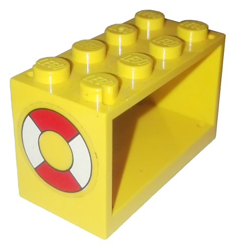 Lego String Reel 2 x 4 x 2 Holder with Red and White Life Preserver Pattern on Both Sides (Stickers) - Set 6697