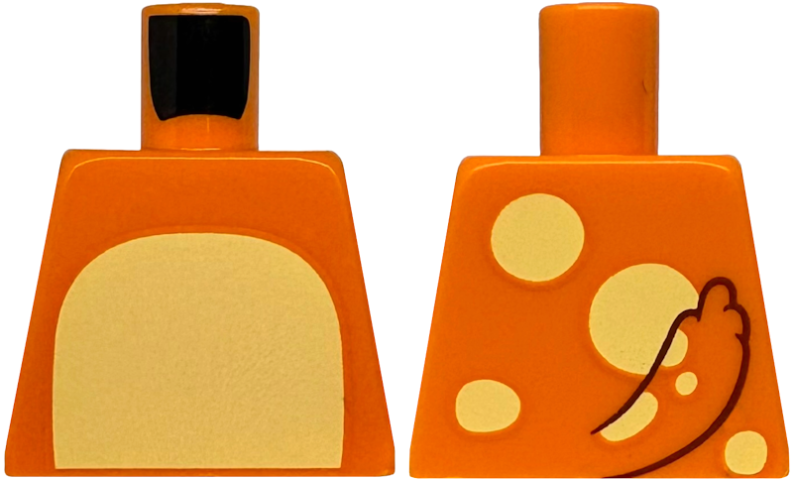 Lego Torso with Bright Light Yellow Stomach, Tail and Spots on Back Pattern