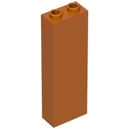 Brick 1 x 2 x 5 with Blocked Open Studs and Bottom Stud Holder with Asymmetric Ridges / Dark Orange