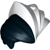 Lego Hair Half Smooth/Half Spiky with Black Right Side Print / White