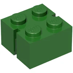 Brick 2 x 2 without Bottom Tubes, Slotted (with 2 slots, opposite) / Vintage Green