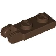 Hinge Plate 1 x 2 Locking with 2 Fingers On End, with Groove, 9 Teeth / Brown