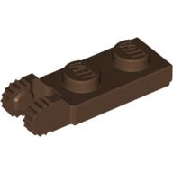 Lego Hinge Plate 1 x 2 Locking with 2 Fingers On End, with Groove, 9 Teeth / Brown
