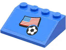 Slope 33 3 x 4 with United States of America (USA) Flag and Soccer Ball on Blue Background Pattern (Sticker) - Set 3406