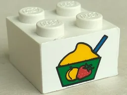 Brick 2 x 2 with Bowl of Ice Cream Sherbet Pattern (Sticker) - Set 4165