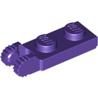 Lego Hinge Plate 1 x 2 Locking with 2 Fingers On End, with Groove, 9 Teeth / Dark Purple