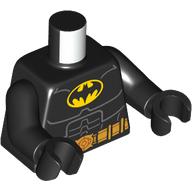 Lego Torso Batman Logo with Muscles, Gold Belt print, Black Arms and Hands / Black
