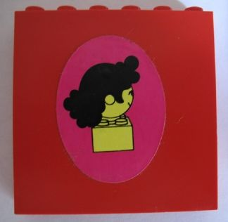 Lego Brick 1 x 6 x 5 with Homemaker Figure / Maxifigure Head Coiffure, Facing Right Pattern (Sticker) - Set 230-1