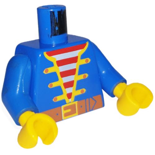 Lego Torso Jacket, Red and White Striped Vest Print, Blue Arms, Yellow Hands / Blue
