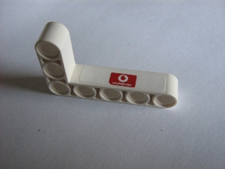 Lego Technic, Liftarm, Modified Bent Thick L-Shape 3 x 5 with Right Vodafone Logo Pattern (Sticker) - Set 8386
