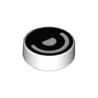Tile Round 1 x 1 with Half Open Eye Print / White