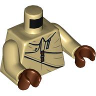Lego Torso, White Jacket, Tan Shirt, Orange Belt print, Tan Arms, Reddish Brown Hands / Tan