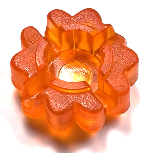 Lego Clikits Icon, Flower 2 x 2 Small, 10 Petals with Hole [Frosted] / Trans-Orange