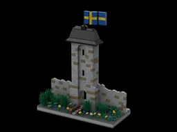 Visby City Wall and Swedish Flag