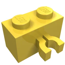 Brick Special 1 x 2 with Vertical Clip [Thick U Clip] / Yellow