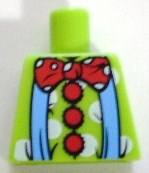 Lego Torso Blue Suspenders and Red Polka Dot Bow Tie and Buttons Pattern (Clown) / Lime