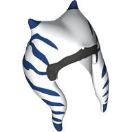 Lego Headdress Togruta Montrals with Black Band, Blue Markings print / White