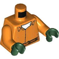 Torso, Prisoner Jumpsuit with Belt, White Undershirt and 'ARKHAM' on Back Print, Orange Arms, Dark Green Hands / Orange