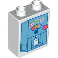 Lego Duplo Brick 1 x 2 x 2 with Soft Serve Machine print / White