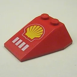 Brick Wedged, Sloped 4 x 4 Triple, No Stud Notches with Shell Logo Print