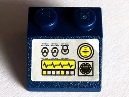Slope 45 2 x 2 with Silver Control Panel with Switches, Gauges and Screen Pattern (Sticker) - Set 8636