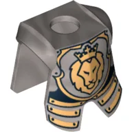 Minifig Neckwear Armor Breastplate with Leg Protection, and Lion Head Print / Flat Silver