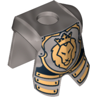 Lego Minifig Neckwear Armor Breastplate with Leg Protection, and Lion Head Print / Flat Silver