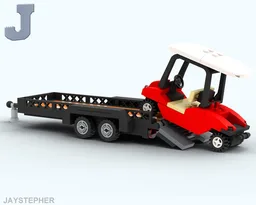 Golf Cart with Mid-Size Flatbed Trailer
