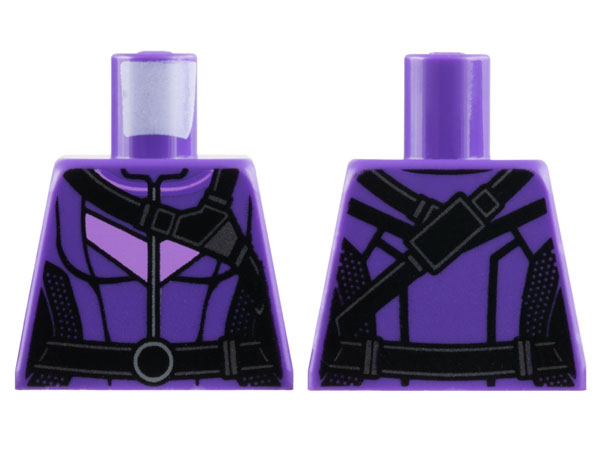 Lego Torso Female Shirt with Lavender Chevron and Black Side Panels, Straps, and Belt with Circle Buckle Pattern